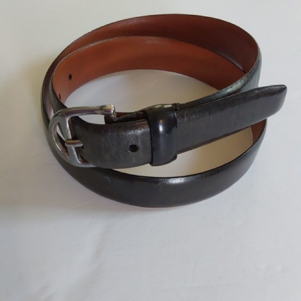 Lauren Ralph Lauren Womens Gray/ Brown Leather Belt Silver Buckle Sz.M